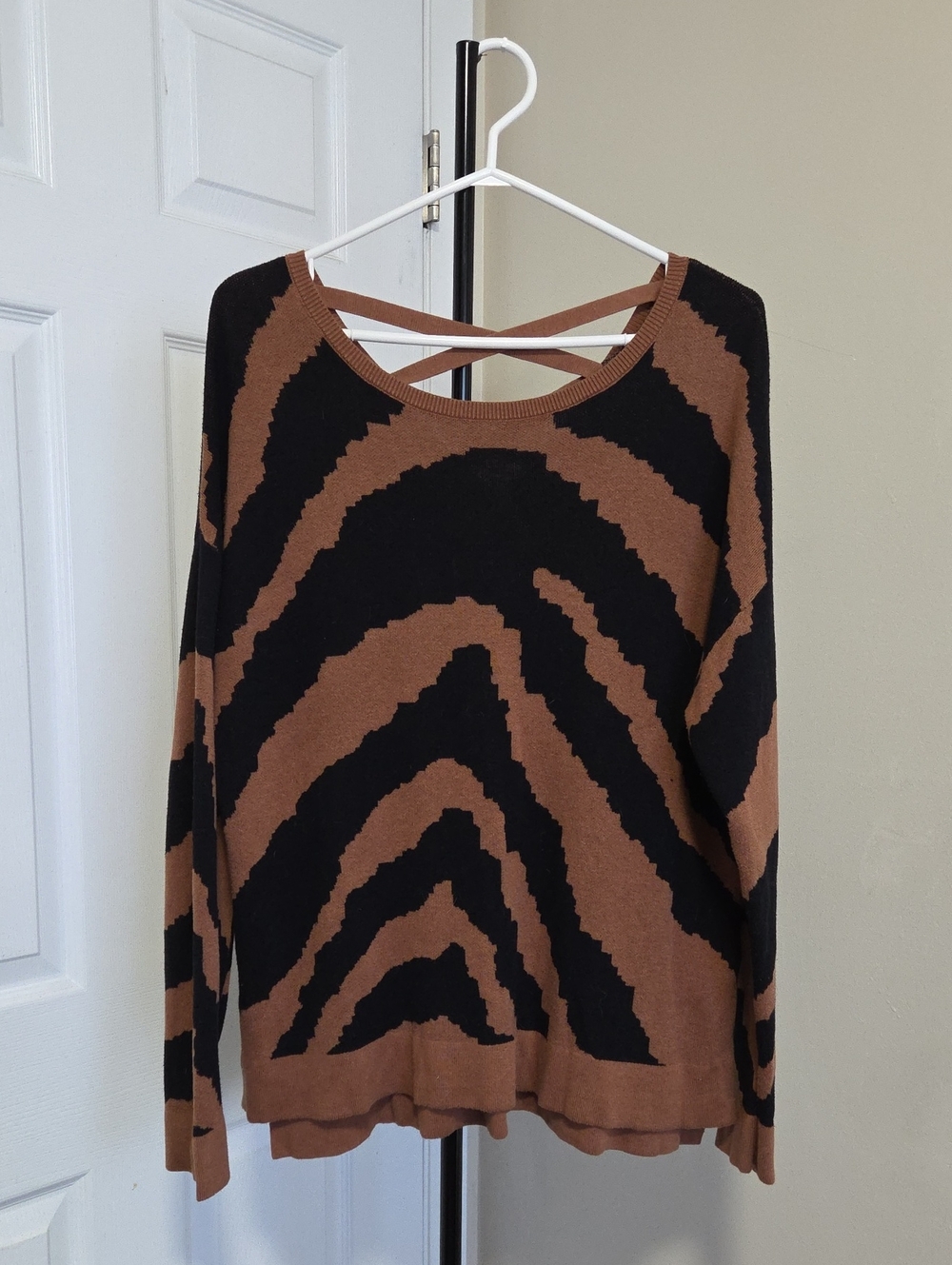 Ricki's Black and Brown Zebra-Print Scoop Neck Sweater